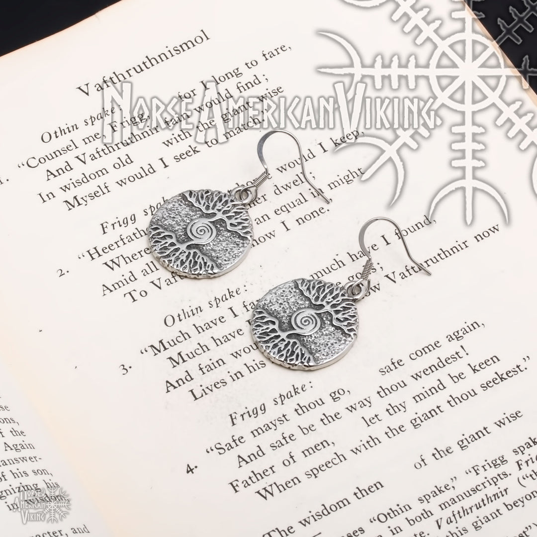 Viking Yggdrasil World Tree Earrings Stainless Steel Norse American