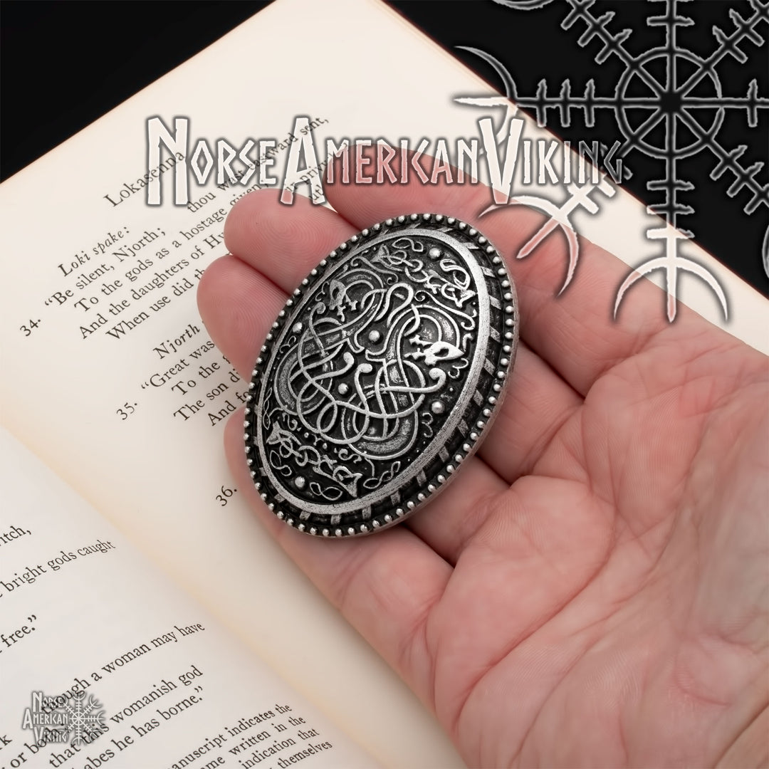 Viking Dragon Broa Oval Tortoise Brooch