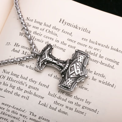 Viking Mjolnir Thor's Hammer Stainless Steel Pendant Necklace Norse American