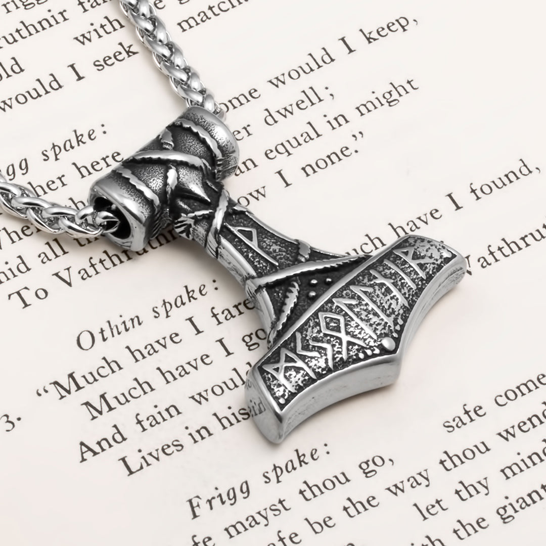 Viking Mjolnir Thor's Hammer Stainless Steel Pendant Necklace Norse American