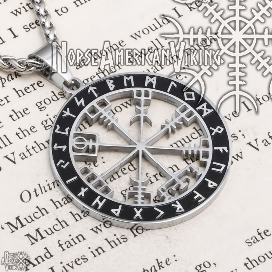 Viking Vegvisir Compass Stainless Steel Pendant Necklace Norse American