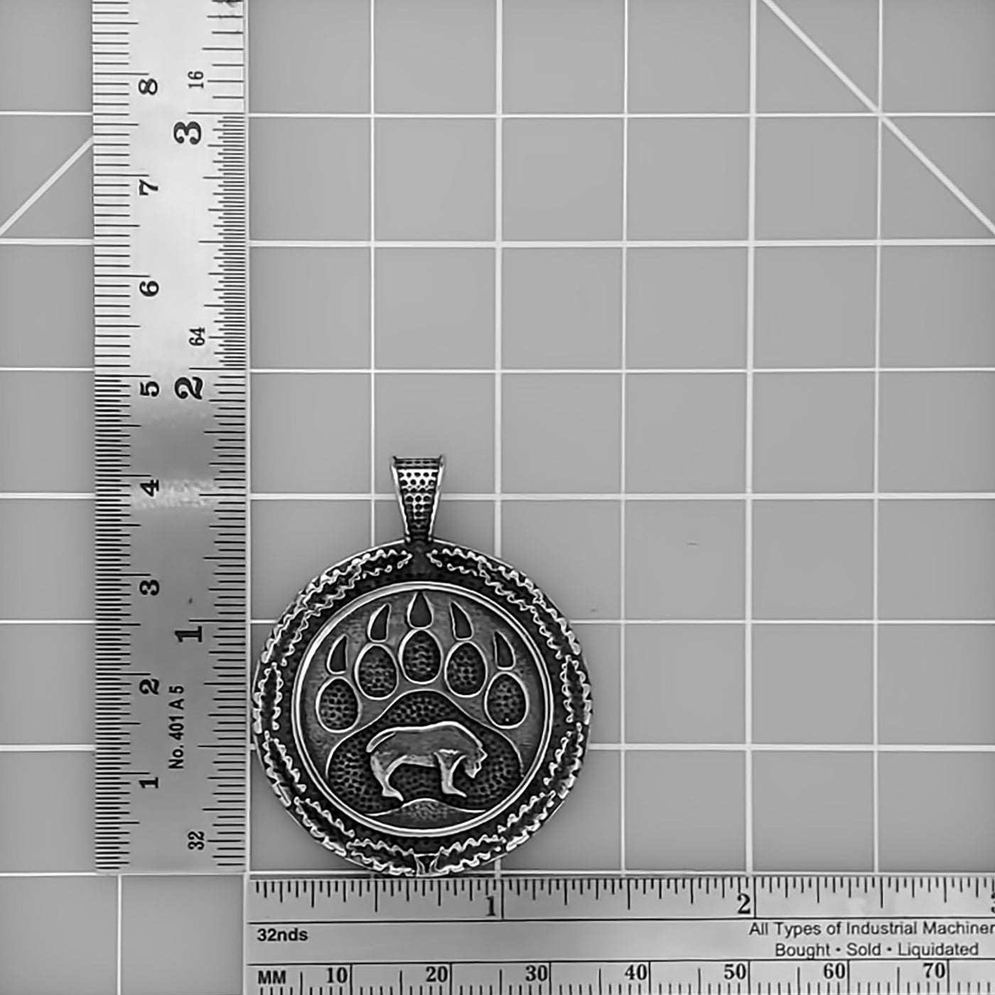 Viking Bear Paw Print Berserker Stainless Steel Pendant Necklace Norse American