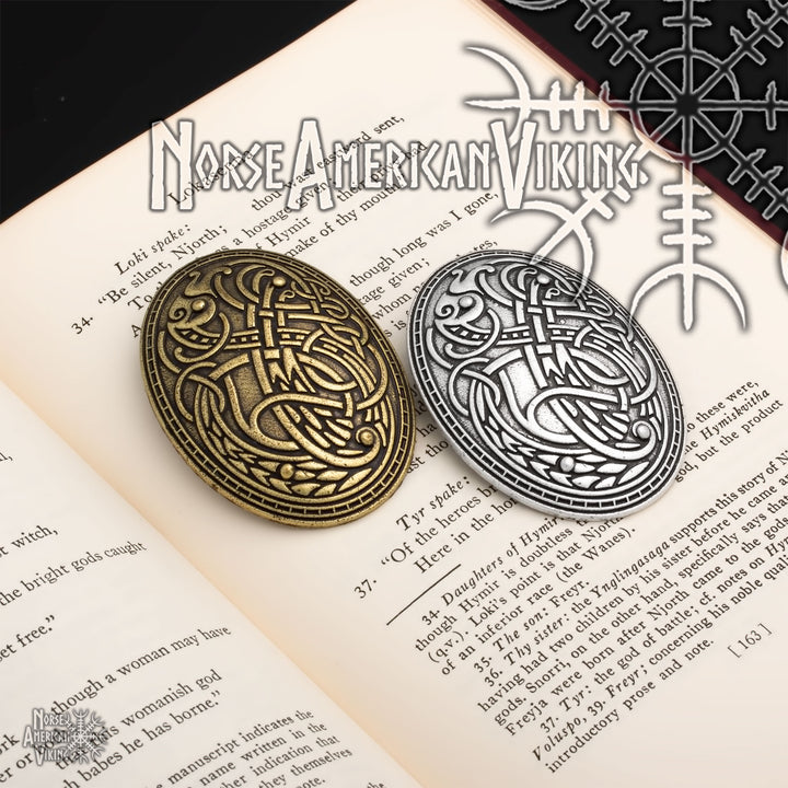 Viking Dragon Broa Oval Tortoise Brooch