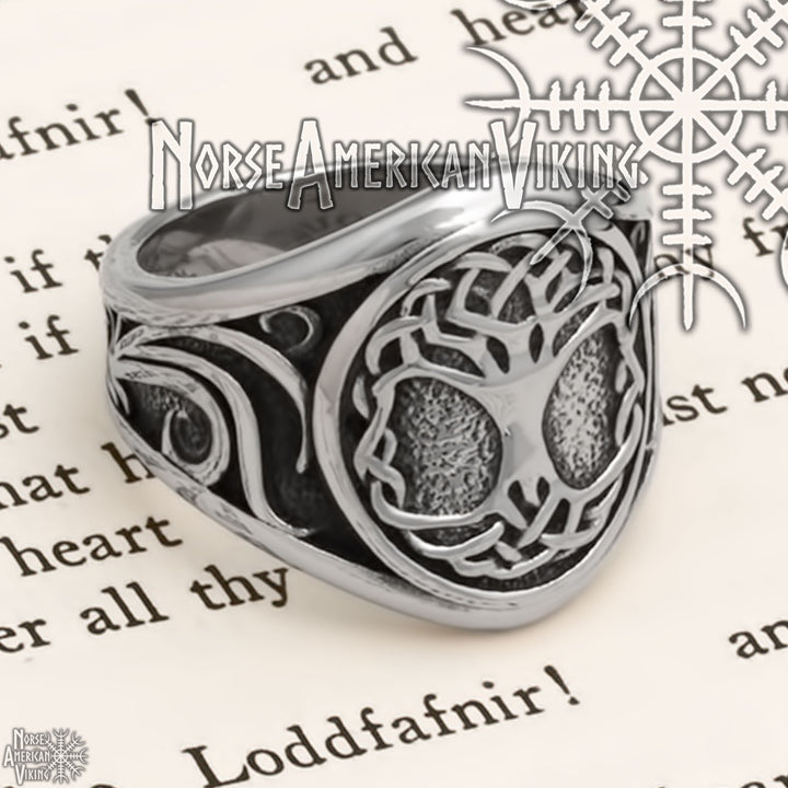 Viking World Tree Yggdrasil Ring 316L Stainless Steel