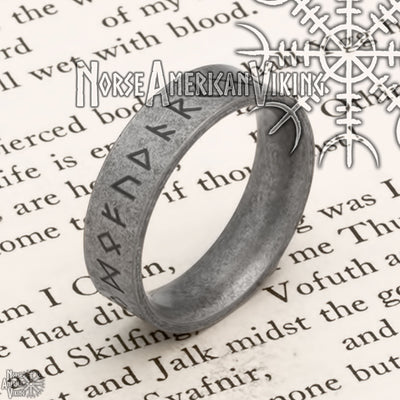 Viking Ancient Elder Futhark Rune Ring 6mm Band 316L Stainless Steel