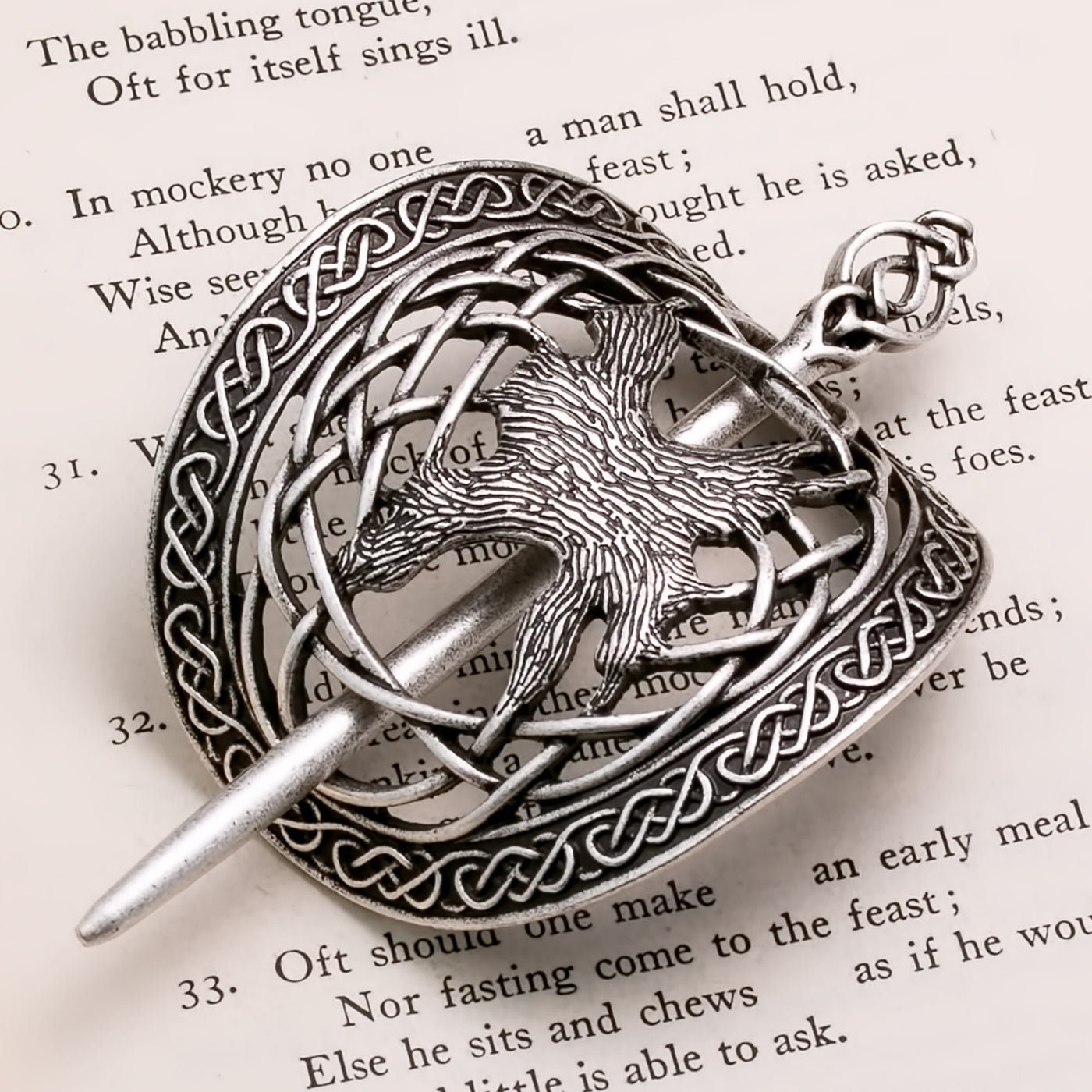 Viking Norse Yggdrasil World Tree Hair Pin Norse Knot Silver