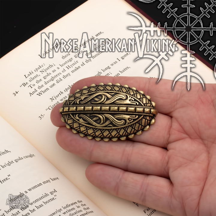 Viking Raven Oval Tortoise Brooch