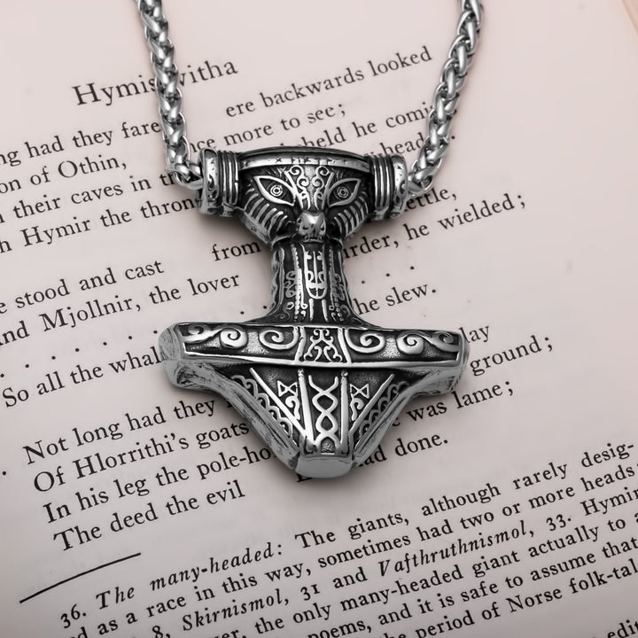 Viking Mjolnir Thor's Hammer Stainless Steel Pendant Necklace Norse American