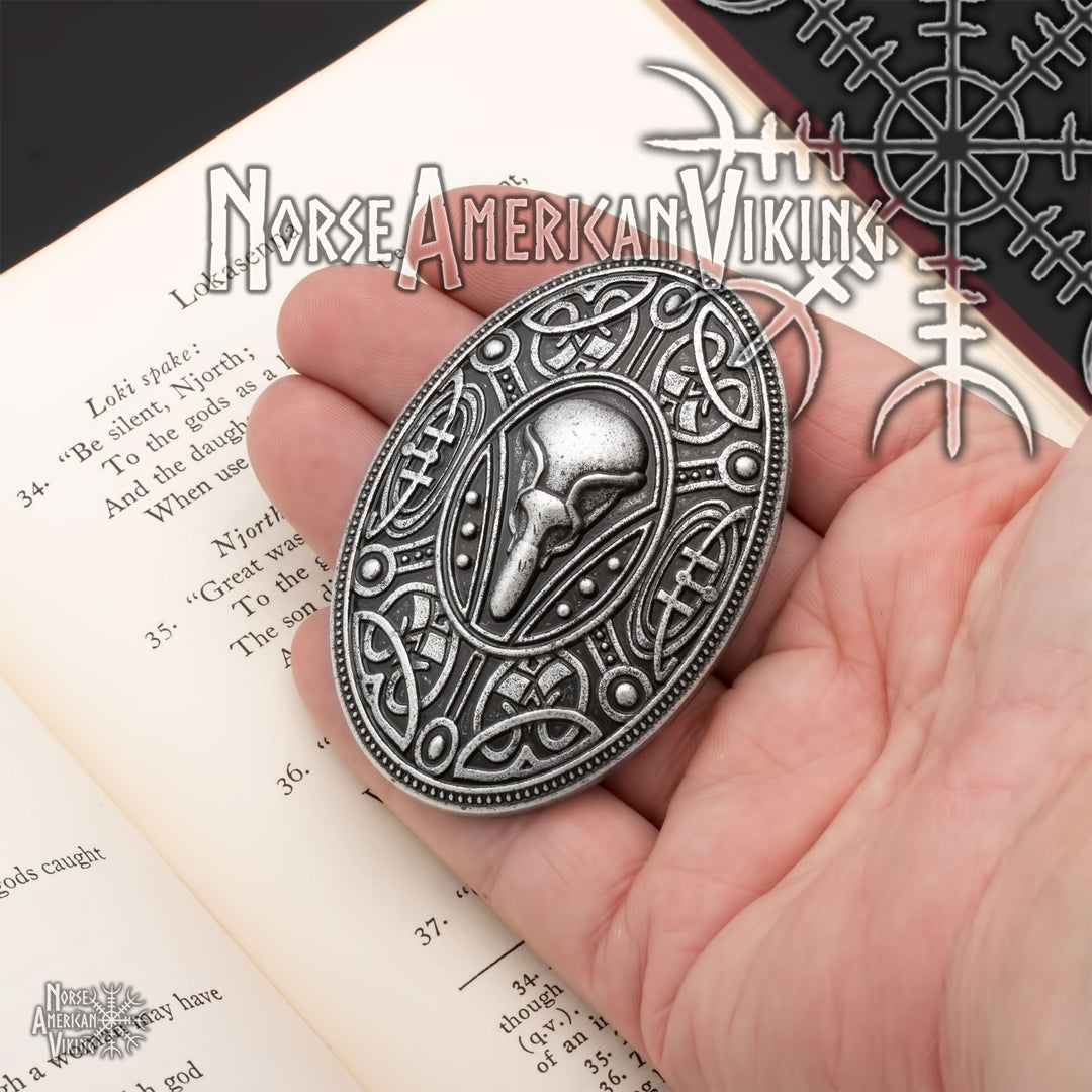 Viking Raven Skull Tortoise Brooch