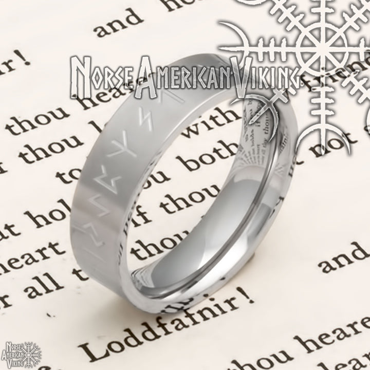 Viking Elder Futhark Rune Ring 6mm Band 316L Stainless Steel