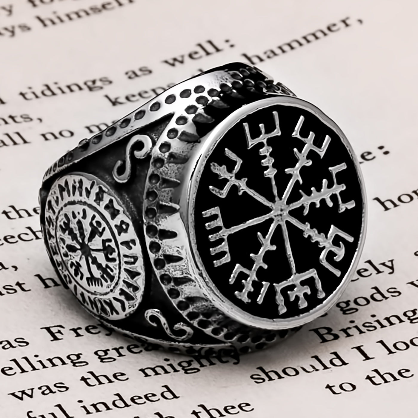 Viking Vegvisir Rune Ring Norse American