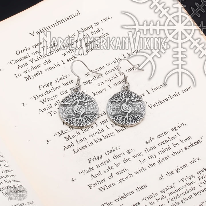 Viking Yggdrasil World Tree Earrings Stainless Steel Norse American