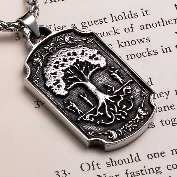 Viking Warrior Yggdrasil Talisman Stainless Steel Pendant Necklace Norse American