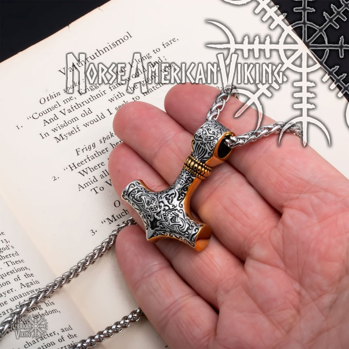 Viking Mjolnir Thor's Hammer Stainless Steel Pendant Necklace