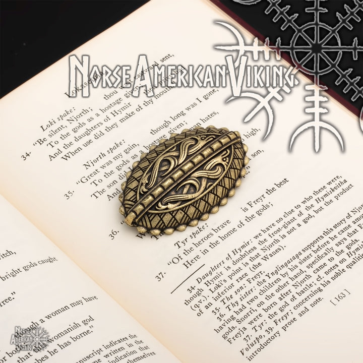 Viking Raven Oval Tortoise Brooch