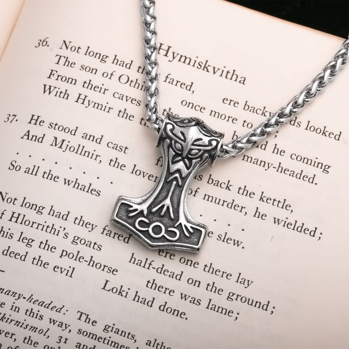 Viking Mjolnir Thor's Hammer Stainless Steel Pendant Necklace Small Norse American