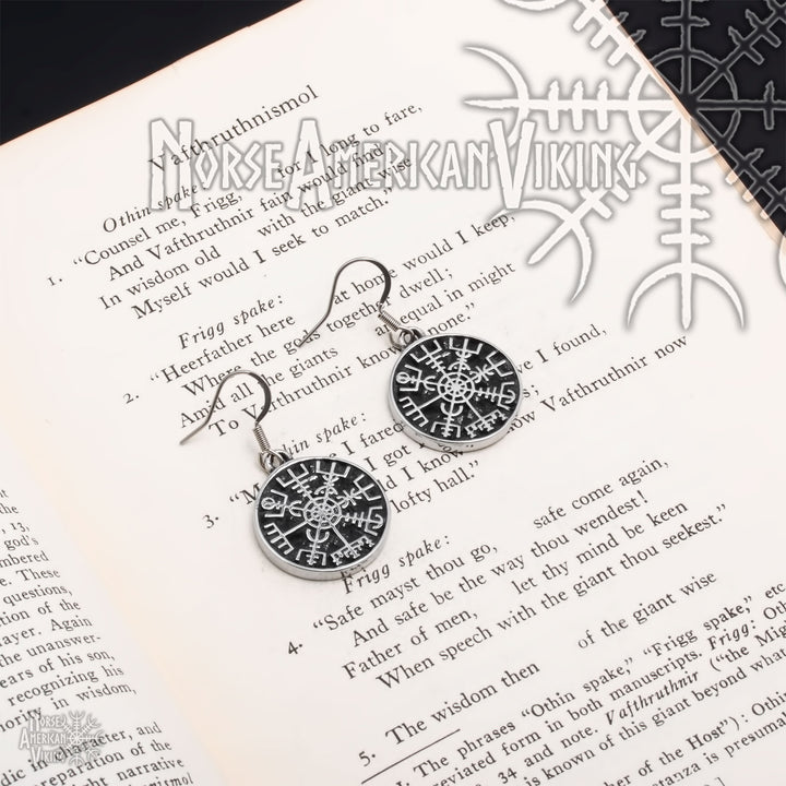 Viking Vegvisir Earrings Stainless Steel Norse American