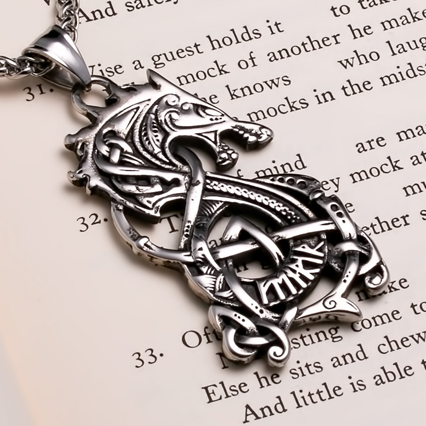 Viking Norse Dragon Fafnir Stainless Steel Pendant Necklace American