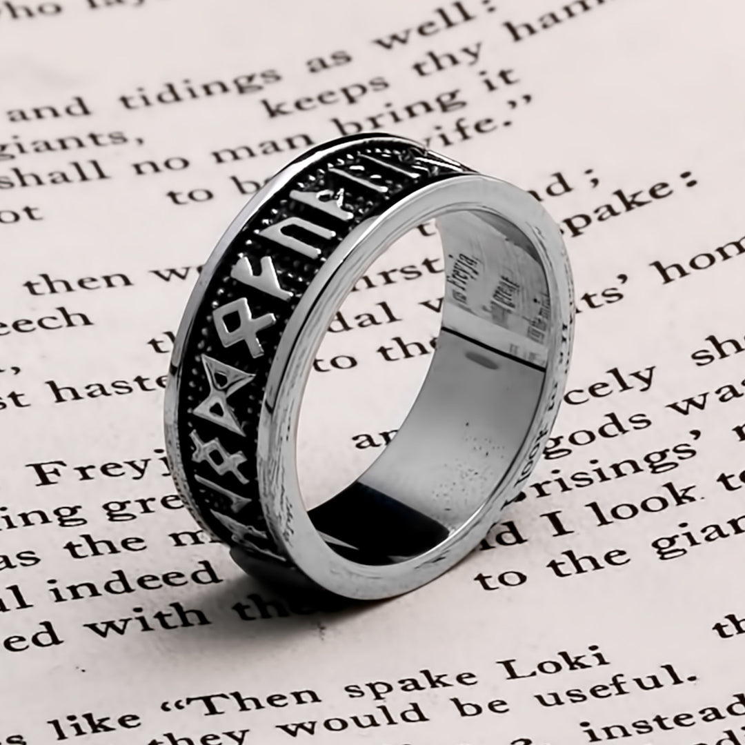 Viking Elder Futhark Rune Ring Stainless Steel Norse American