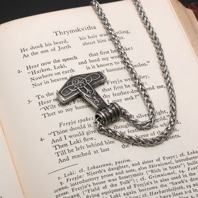 Viking Mjolnir Thor's Hammer Triskele Stainless Steel Pendant Necklace Norse American