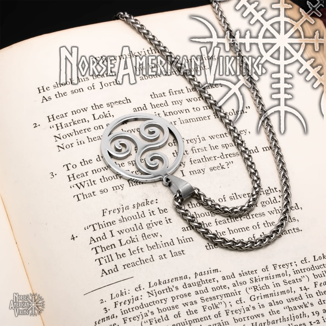 Viking Triskele Stainless Steel Pendant Necklace Norse American