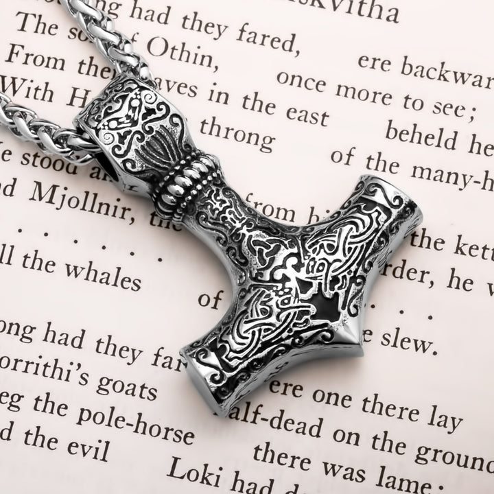 Viking Mjolnir Thor's Hammer Stainless Steel Pendant Necklace Norse American