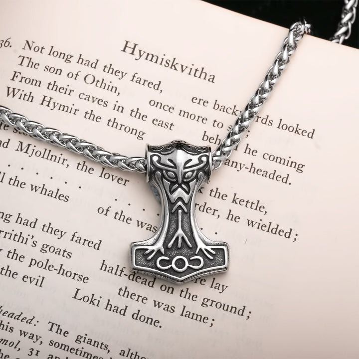 Viking Mjolnir Thor's Hammer Stainless Steel Pendant Necklace Small Norse American