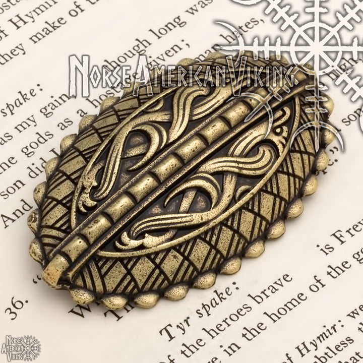 Viking Raven Oval Tortoise Brooch