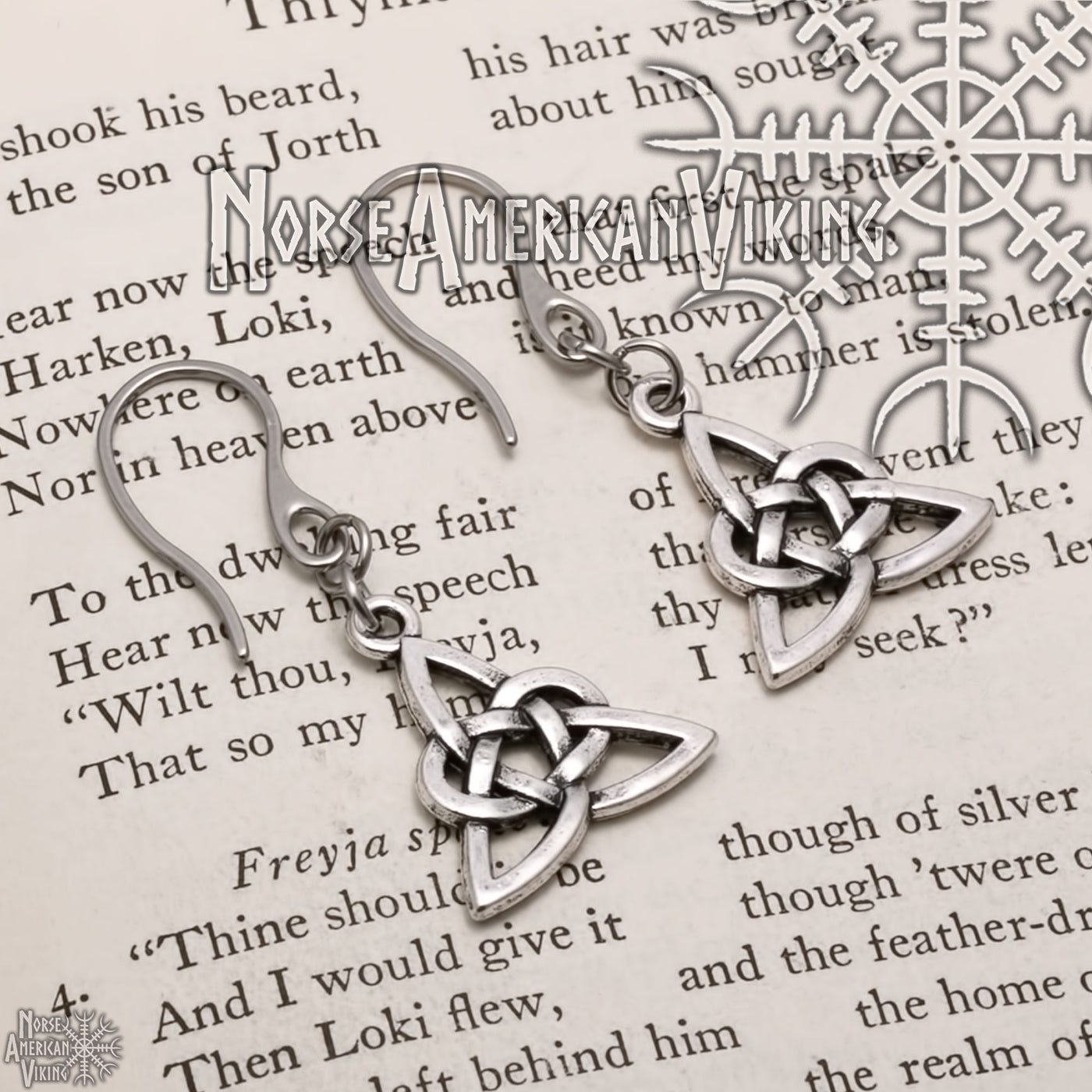 Viking Trinity Heart Knot Triquetra Knot Earrings