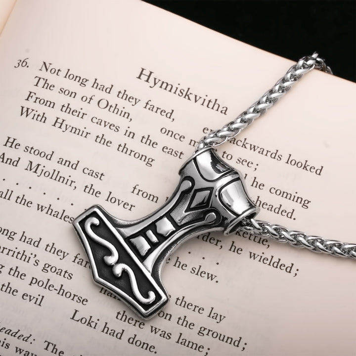 Viking Mjolnir Thor's Hammer Stainless Steel Pendant Necklace Large Norse American