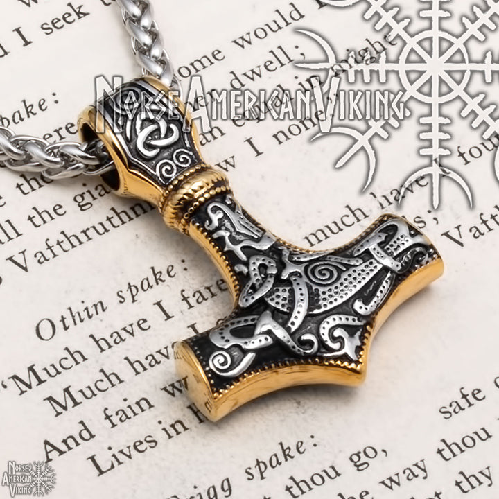 Viking Mjolnir Thor's Hammer Stainless Steel Pendant Necklace