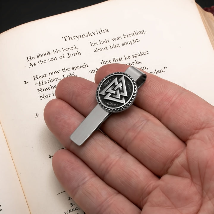 Viking Valknut Slain Warrior Knot Tie Money Clip Stainless Steel Norse American