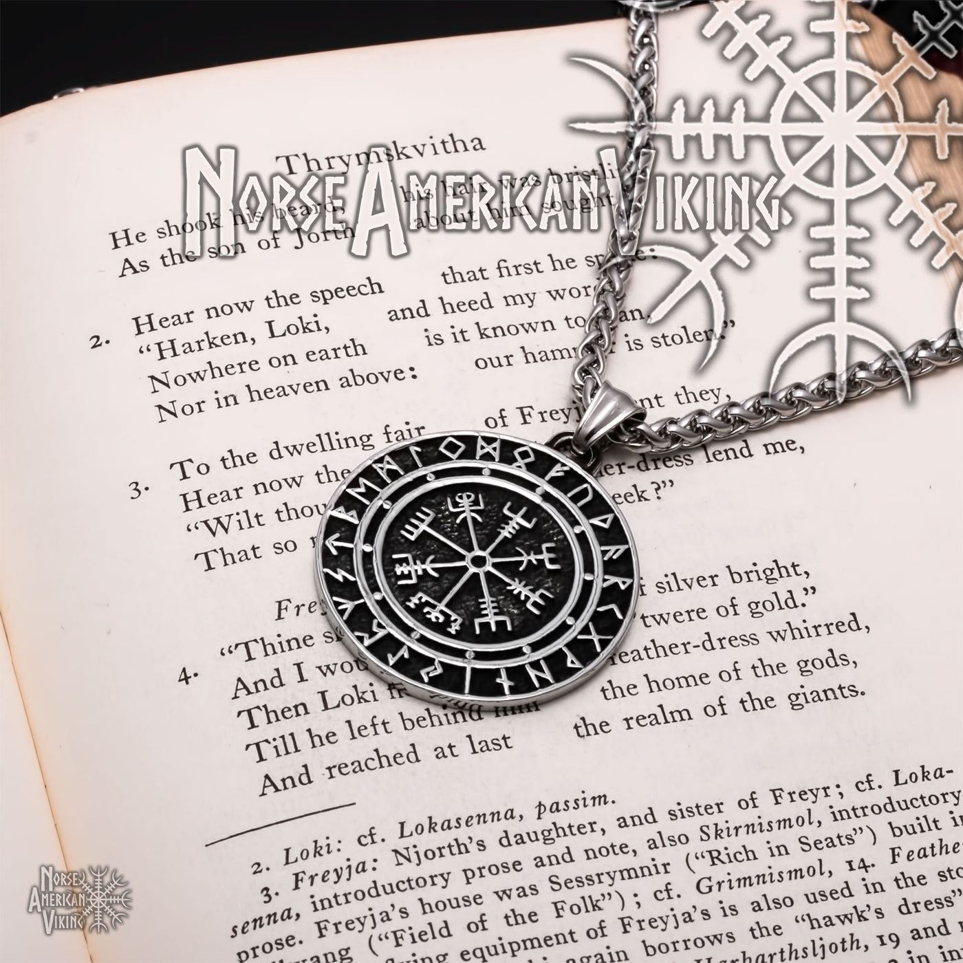 Viking Vegvisir Compass Rune Stainless Steel Pendant Necklace