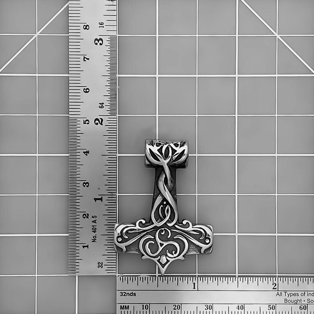 Viking Mjolnir Thor's Hammer Triskele Plait Stainless Steel Pendant Necklace Norse American