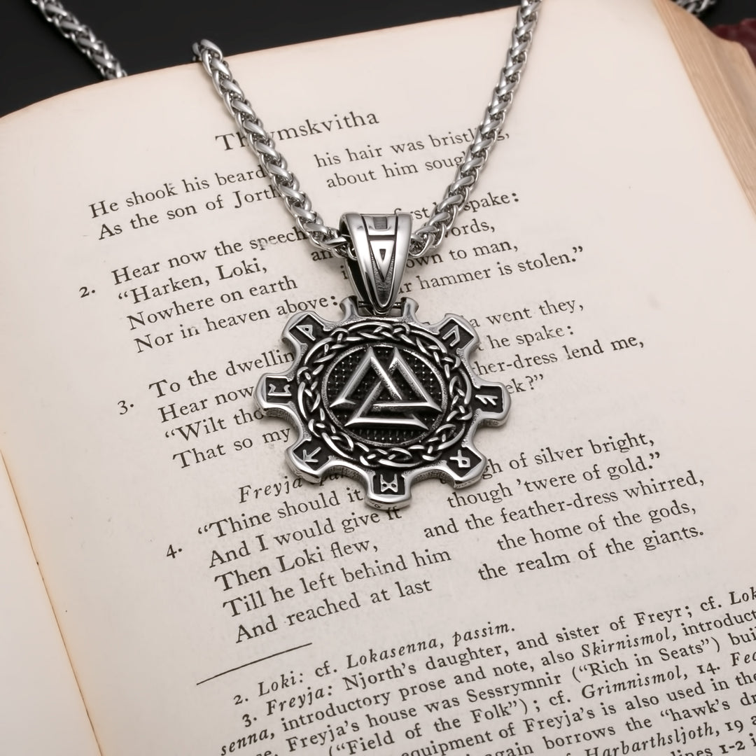 Viking Valknut Rune Stainless Steel Pendant Necklace Norse American