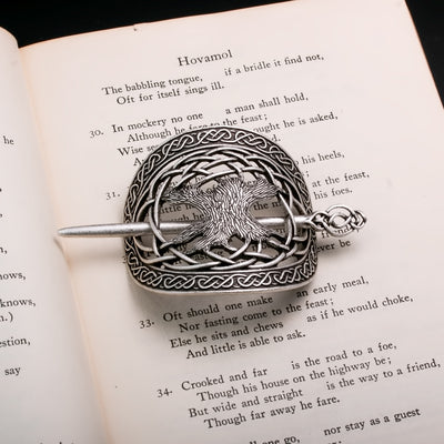Viking Norse Yggdrasil World Tree Hair Pin Norse Knot Silver