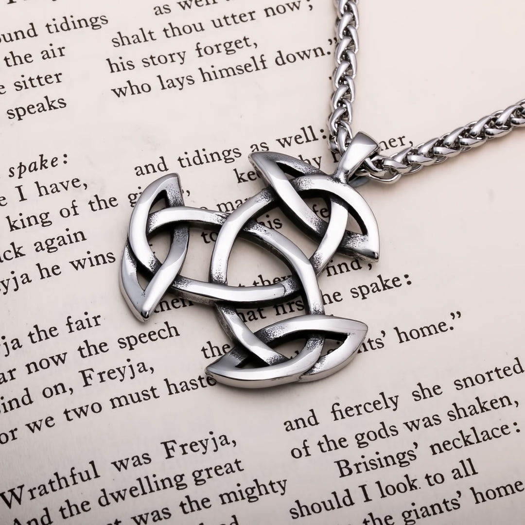 Viking Trinity Knot Stainless Steel Pendant Necklace Norse American