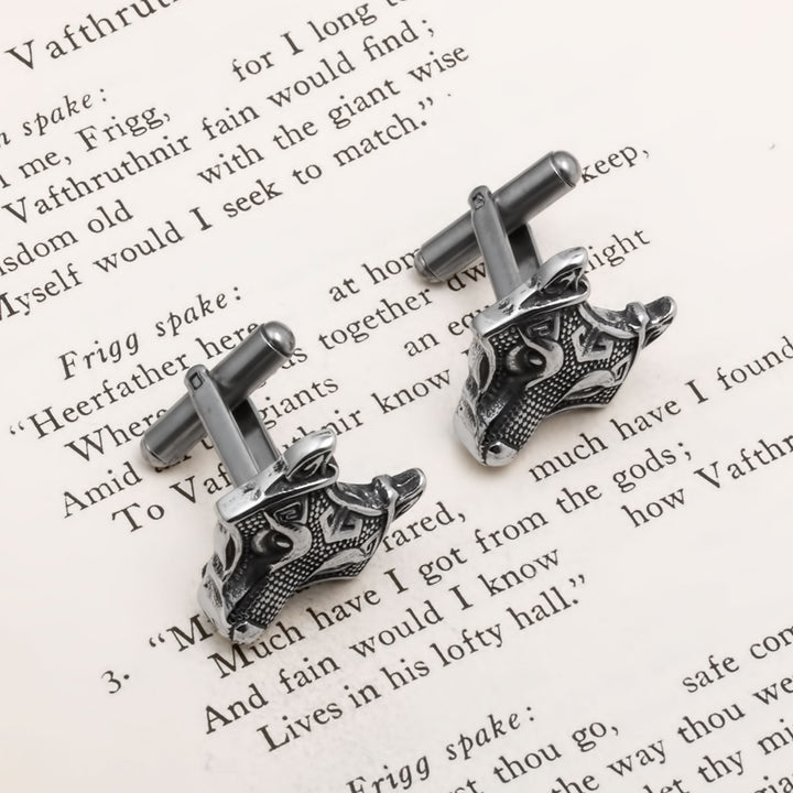 Viking Wolf Cufflinks Stainless Steel Norse American