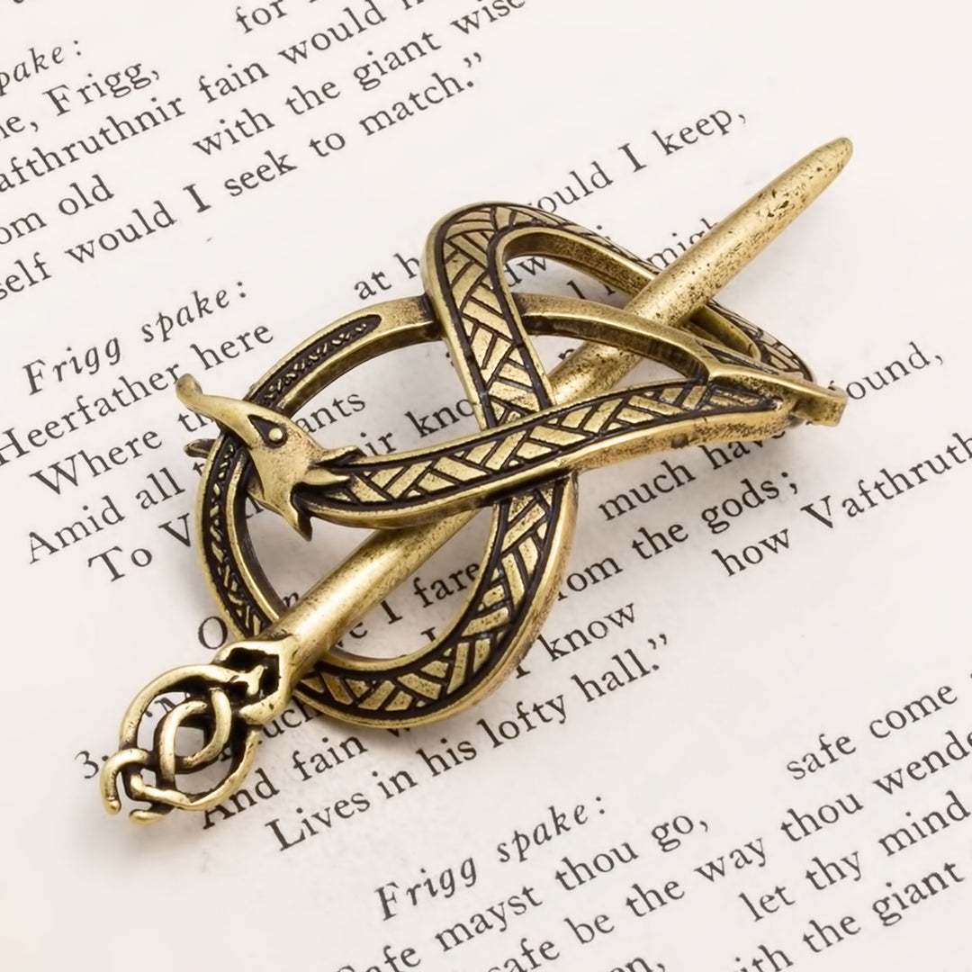 Viking Norse Dragon Infinity Knot Hair Pin Gold American