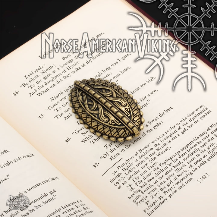 Viking Raven Oval Tortoise Brooch