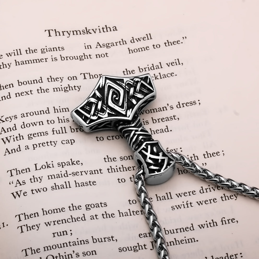 Viking Mjolnir Thor's Hammer Stainless Steel Pendant Necklace Norse American