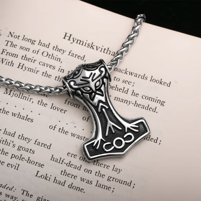 Viking Mjolnir Thor's Hammer Stainless Steel Pendant Necklace Large Norse American