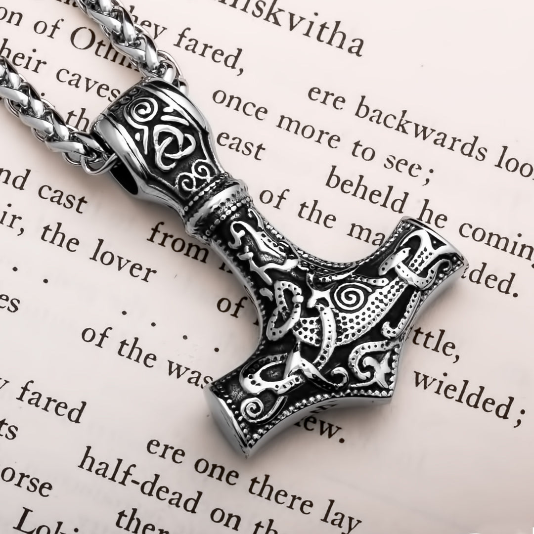 Viking Mjolnir Thor's Hammer Stainless Steel Pendant Necklace Norse American