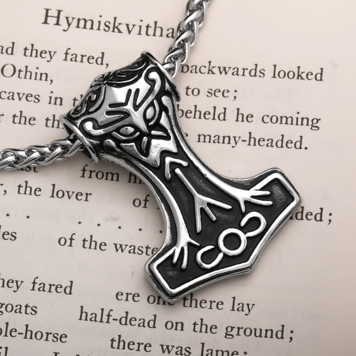 Viking Mjolnir Thor's Hammer Stainless Steel Pendant Necklace Large Norse American