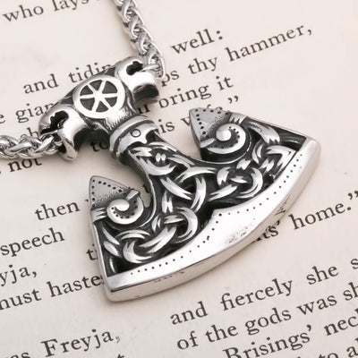 Viking Axe Norse Knot Stainless Steel Pendant Necklace American