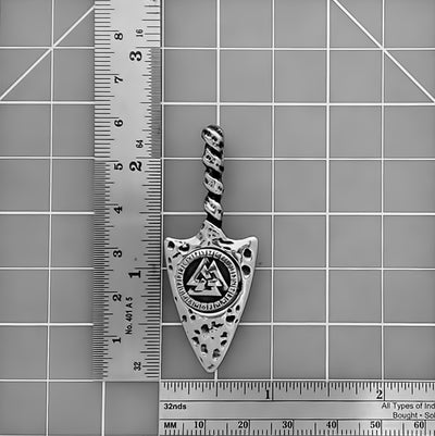 Viking Arrow Valknut Rune Stainless Steel Pendant Necklace Norse American