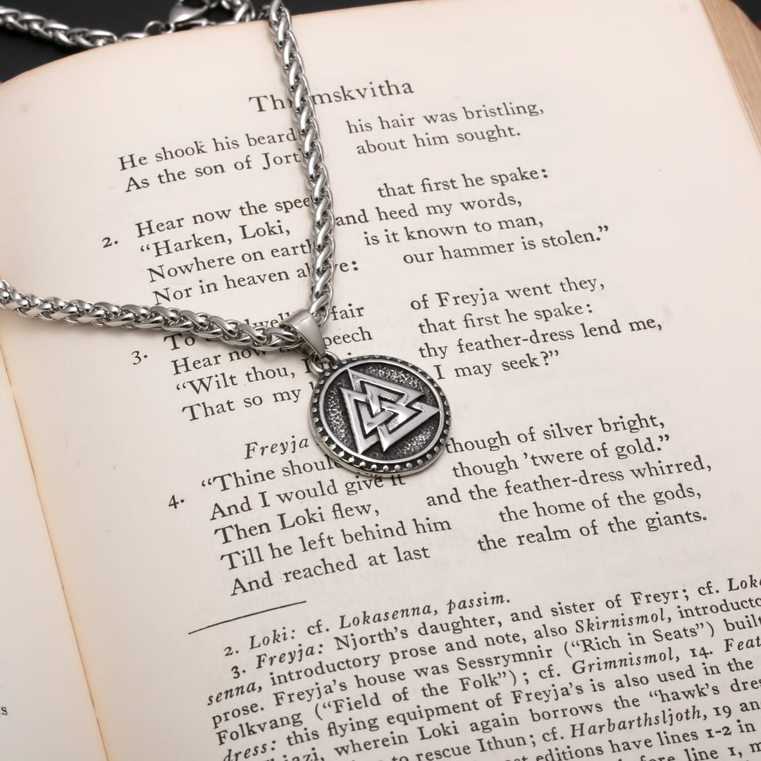 Viking Valknut Stainless Steel Pendant Necklace Norse American