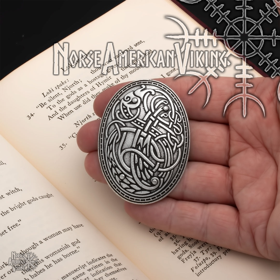 Viking Dragon Broa Oval Tortoise Brooch