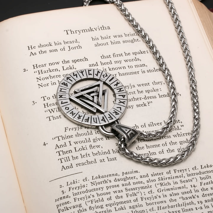 Viking Valknut Slain Warrior Knot Rune Stainless Steel Pendant Necklace