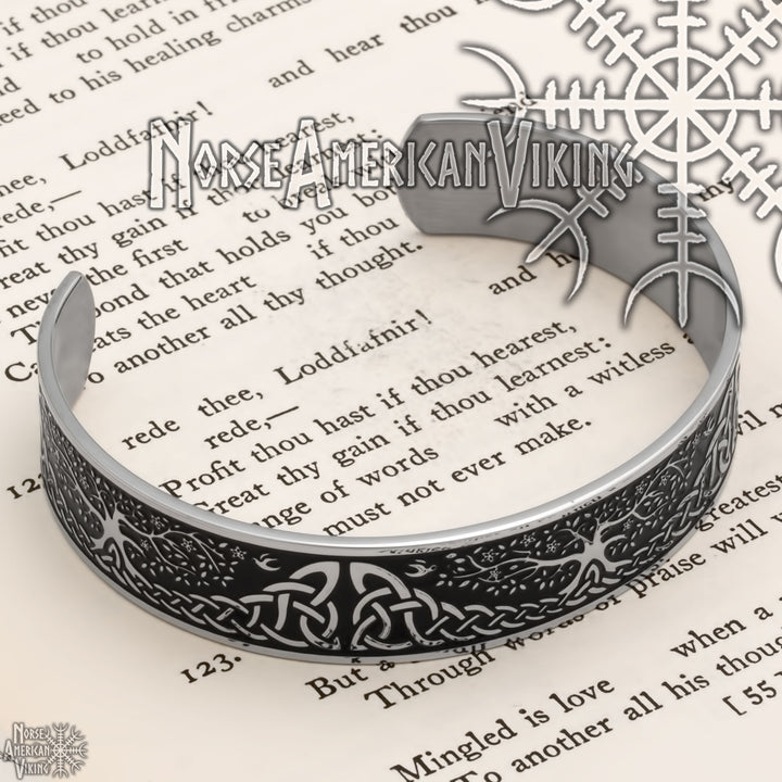 Viking World Tree Yggdrasil Cuff Bracelet 316L Stainless Steel